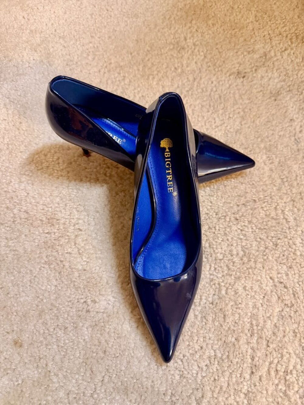 Navy Blue Pointed Toe Heels Women 6.5